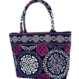 👜Vera Bradley Quilted Canterbury Magenta Purse Tote Bag – Black, Purple, White